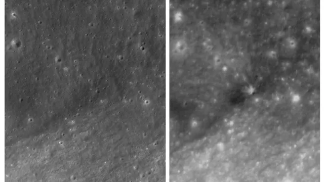 Cratere deixado pelo foguete Falcon 9 da SpaceX na superfície da Lua